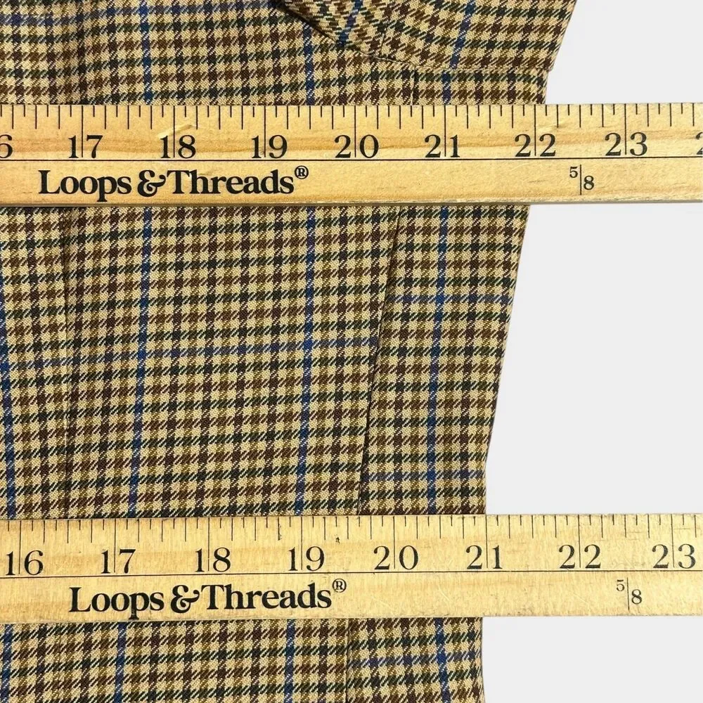 BROOKS BROTHERS Fitzgerald Mens Blazer Sport Coat Jacket 43R Brown Plaid Wool